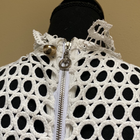 Simply Couture White Mock Neck A-line Dress with Circle Cut Out Pattern Size L - Picture 12 of 16